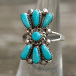 Vintage Sterling Turquoise Cluster Ring 5