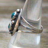 Vintage Sterling 2-Stone Turquoise Ring 8.25