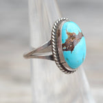 Vintage Sterling Turquoise Roper Ring 4.5