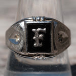 Vintage Sterling F Initial Signet Ring 10.75