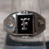 Vintage Sterling F Initial Signet Ring 10.75