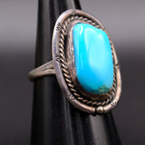 Vintage Sterling Turquoise Roper Ring 7.5
