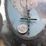 Vintage Sterling Silver Turquoise Cross Necklace