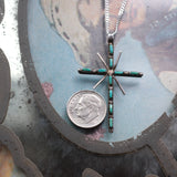 Vintage Sterling Silver Turquoise Cross Necklace