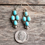 Vintage Sterling Turquoise Cluster Earrings