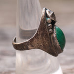 Vintage Sterling Malachite Feather Ring 7.75