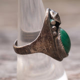 Vintage Sterling Malachite Feather Ring 7.75