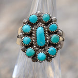 Vintage Sterling Turquoise Cluster Ring 4