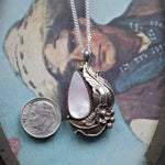 Vintage Sterling Mother Of Pearl Feather Necklace