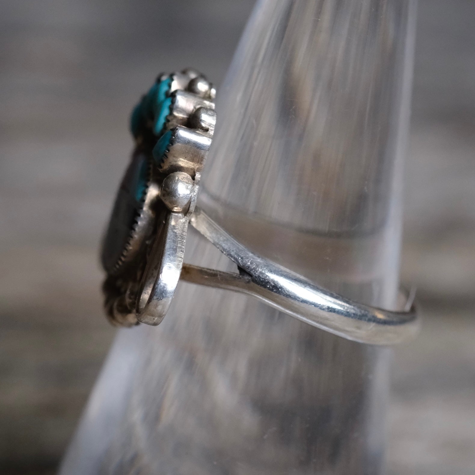 Vintage Sterling Multistone Inlay Zuni Sunface Ring 6.5