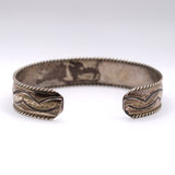Vintage Sterling Silver Stamped Cuff Bracelet 6.25"