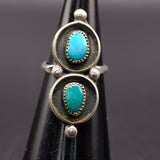 Vintage Sterling 2-Stone Turquoise Ring 3.75