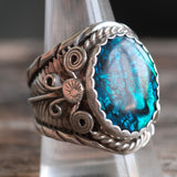 Vintage Sterling Abalone Ring 10.75