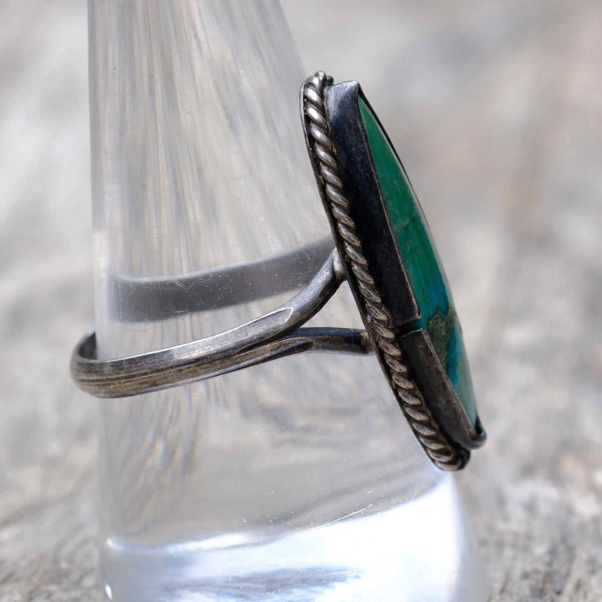 Vintage Sterling Turquoise Roper Ring 9.25