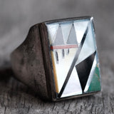 Vintage Sterling Zuni Inlay Ring 12