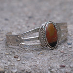Vintage Sterling Agate Stamped Cuff