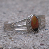 Vintage Sterling Agate Stamped Cuff