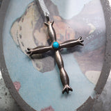 Vintage Sterling Silver Turquoise Cross Necklace