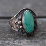 Vintage Sterling Turquoise Stamped Cigar Band Ring 4.75