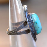 Vintage Sterling Turquoise Roper Ring 4