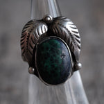 Vintage Sterling Chrysocolla Feather Ring 6.25