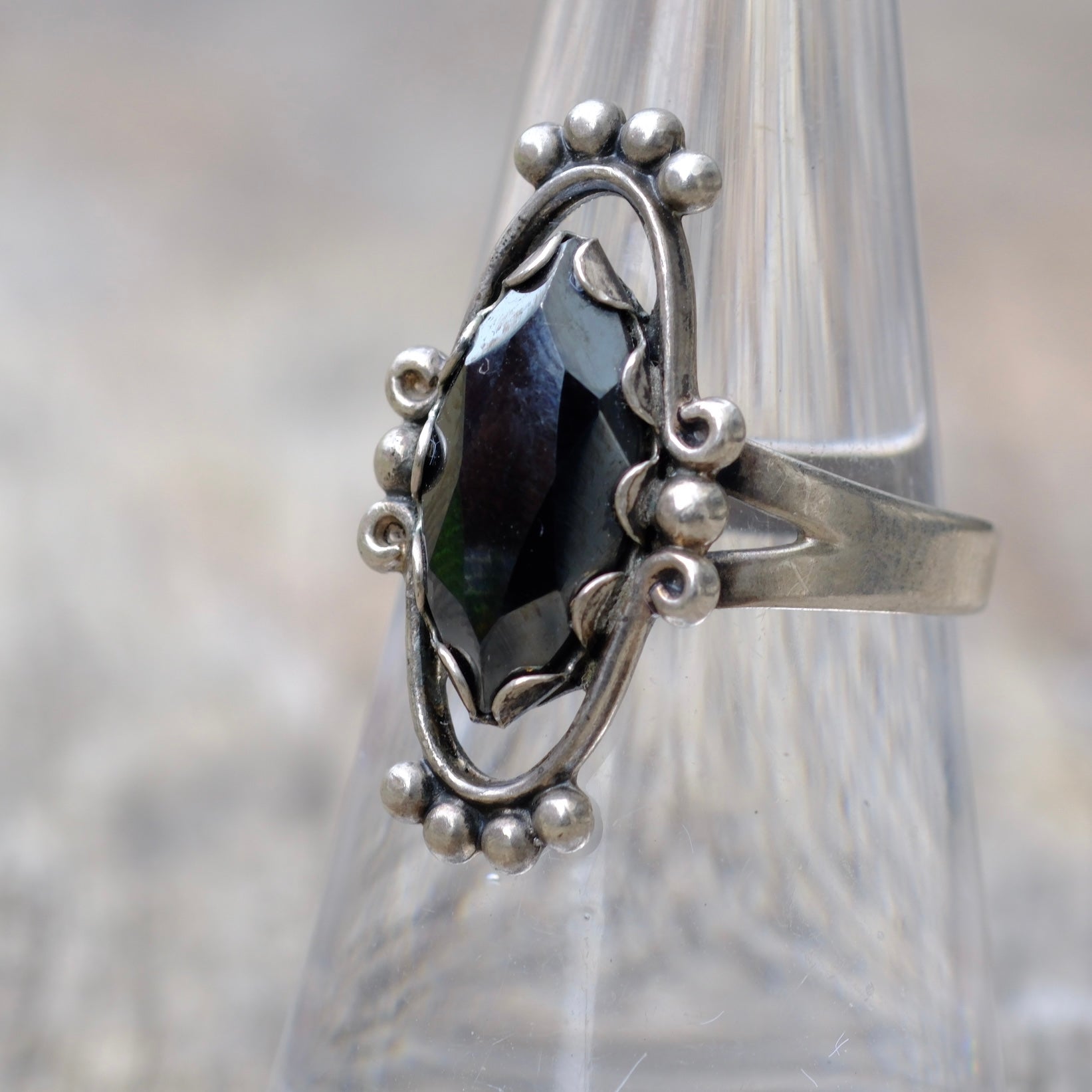 Vintage Sterling Hematite Ring 7
