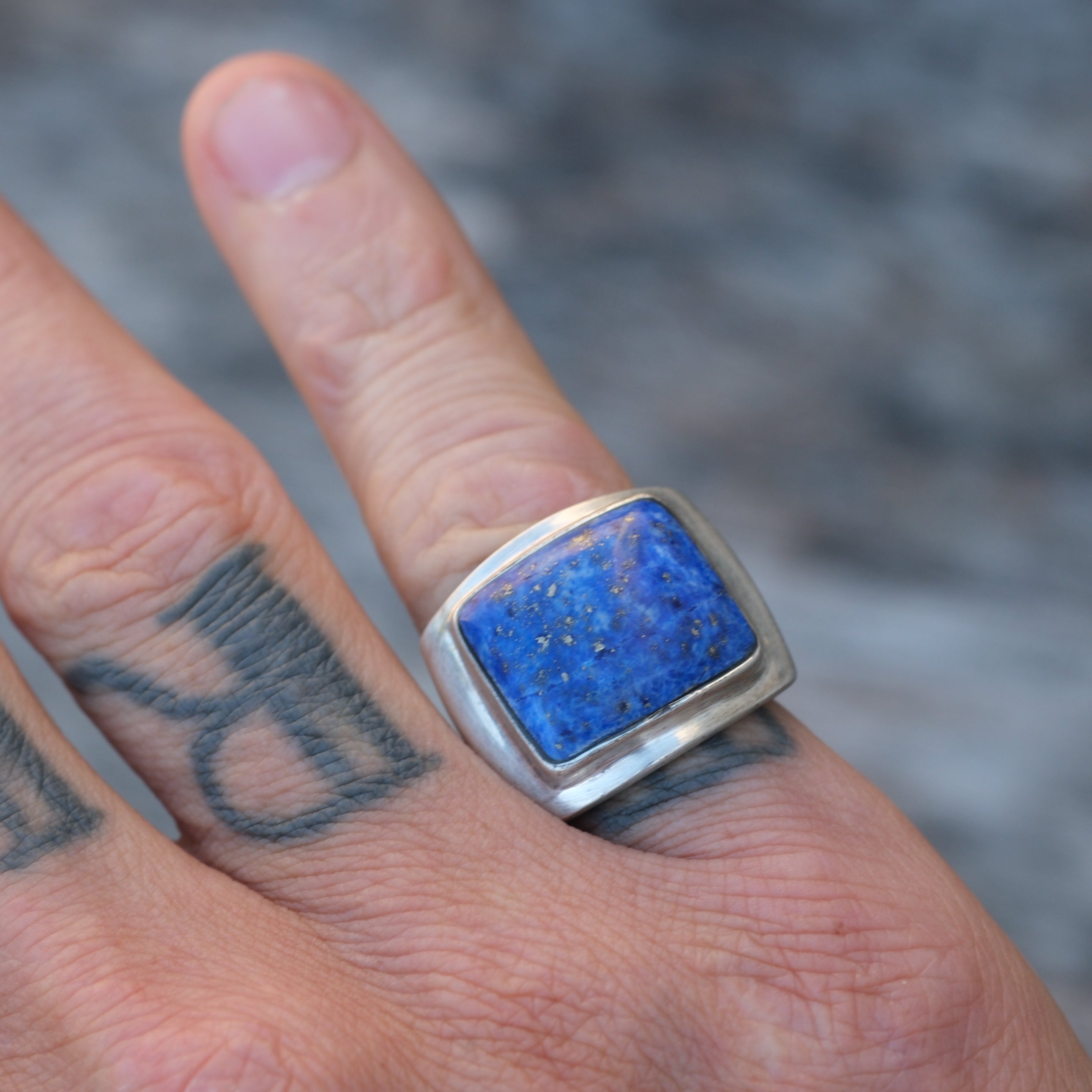 Vintage Sterling Lapis Ring 5.75