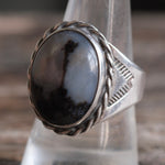 Vintage Sterling Agate Stamped Band Ring 9.75