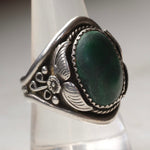 Vintage Sterling Malachite Feather Ring 9.75