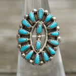 Vintage Sterling Turquoise Cluster Ring 6