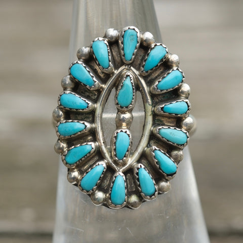Vintage Sterling Turquoise Cluster Ring 6
