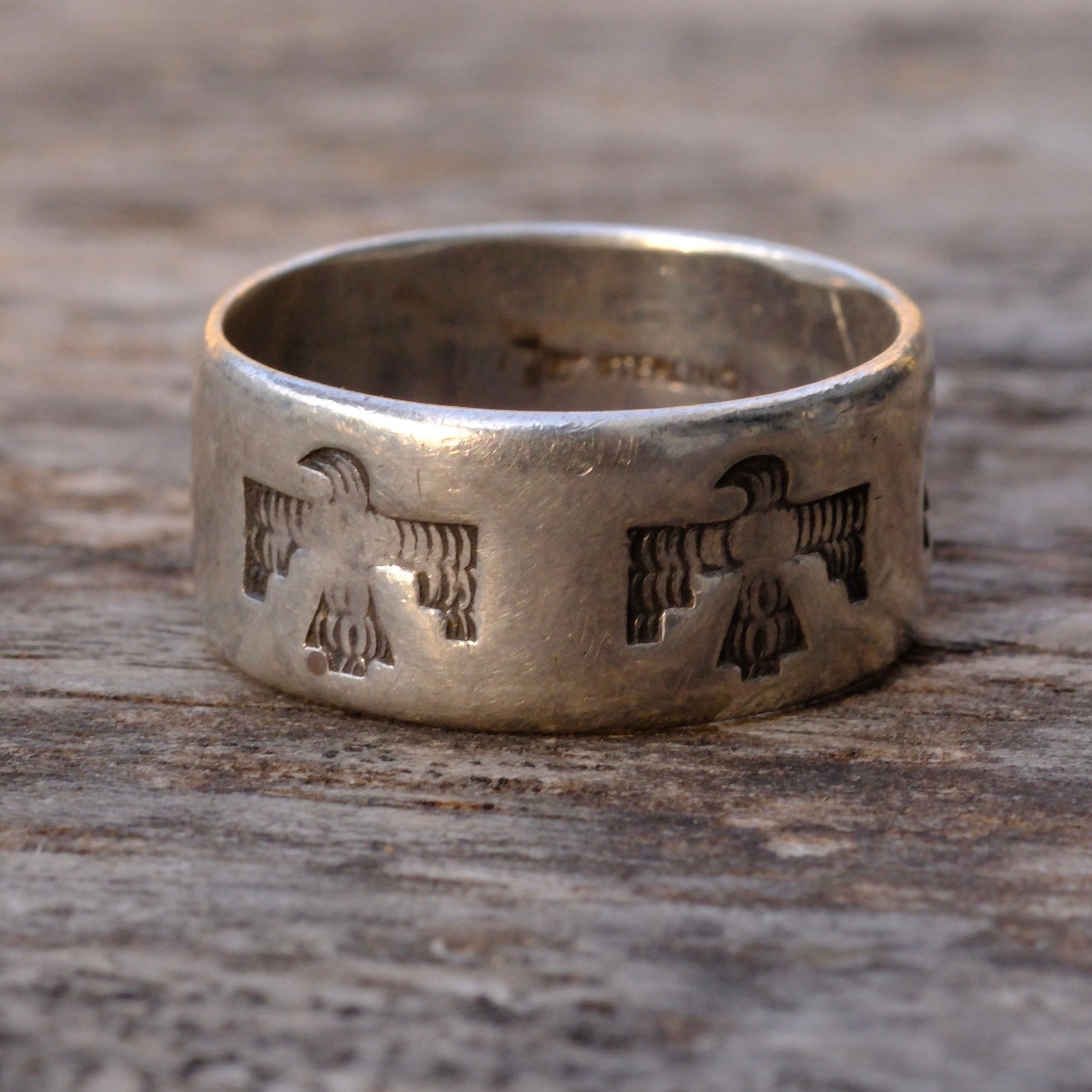 Vintage Sterling Silver Thunderbird Band Ring 10