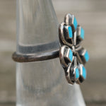 Vintage Sterling Turquoise Cluster Ring 5
