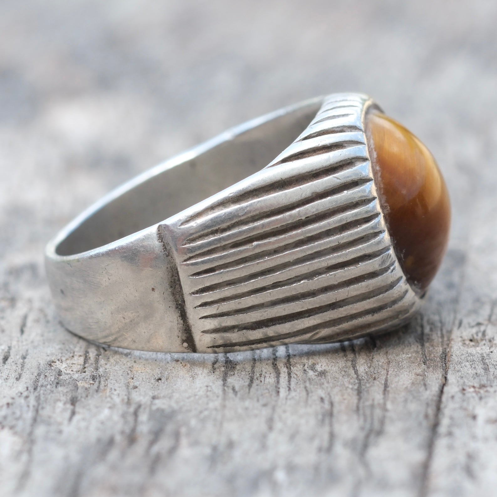Vintage Sterling Tigers Eye Ring 9.5