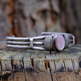 Vintage Sterling Mother Of Pearl Cuff Bracelet