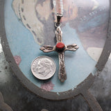 Vintage Sterling Silver Spiny Oyster Cross Necklace