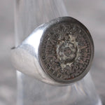 Vintage Sterling Aztec Calendar Signet Ring 8.25