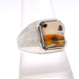 Vintage Sterling Agate Signet Ring 9.75