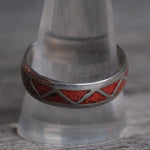 Vintage Sterling Coral Inlay Band 11.5