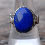 Vintage Sterling Lapis Eagle Ring 9
