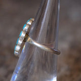 Vintage Sterling Multistone Inlay Ring 4.75