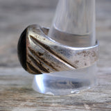 Vintage Sterling Onyx Ribbed Band Ring 12.25