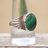 Vintage Sterling Malachite Ring 10.75