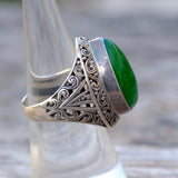 Vintage Sterling Green Carnelian Ring 7