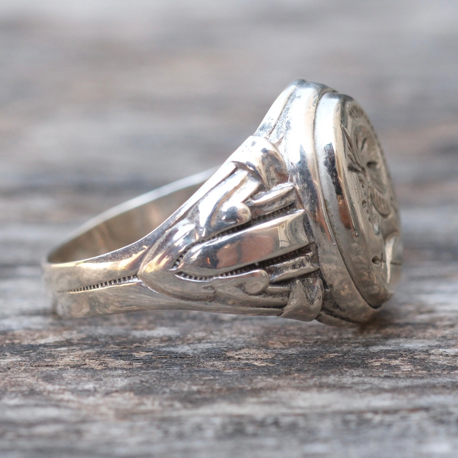 Vintage Sterling Centurion Signet Ring 11