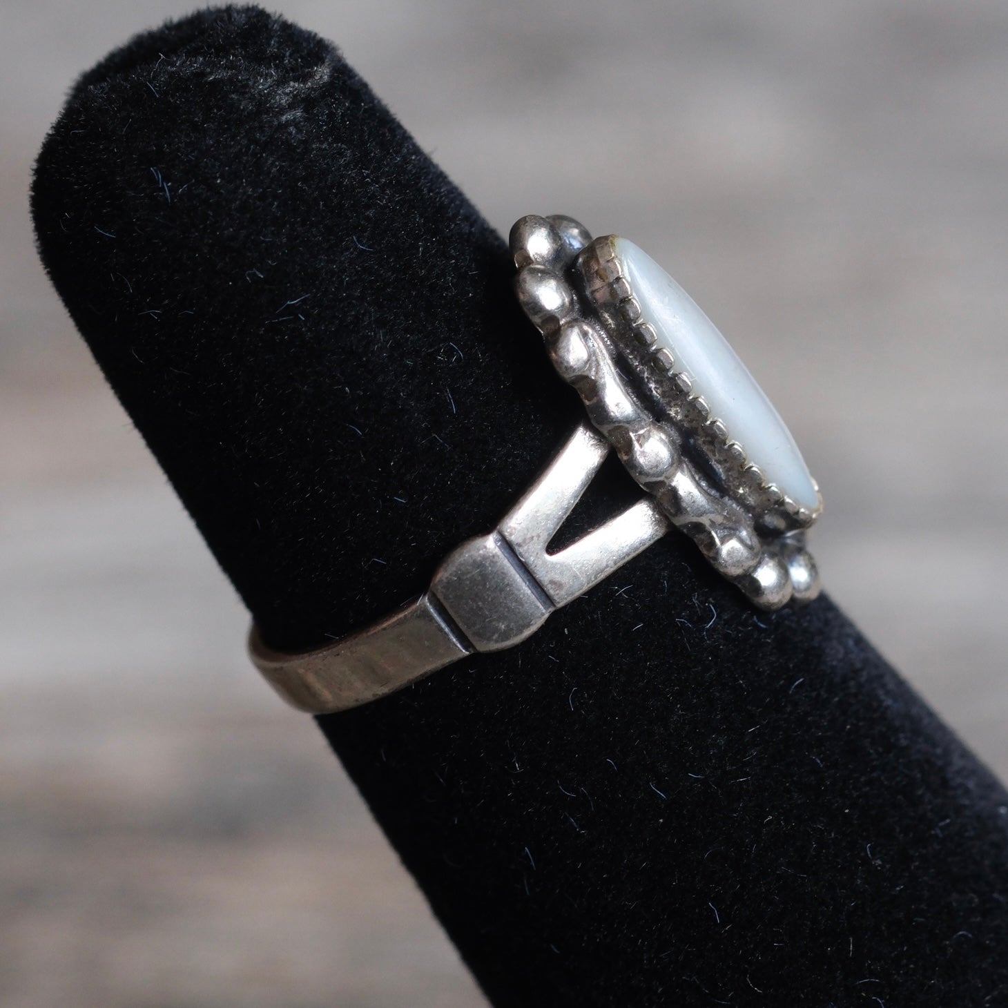 Vintage Sterling Mother Of Pearl Ring 3.75