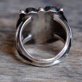 Vintage Sterling 5-Stone Bisbee Turquoise Horseshoe Ring 12