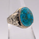 Vintage Sterling Turquoise Stamped Band Ring 7.5