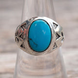 Vintage Sterling Turquoise Stamped Arrows Ring 7.75