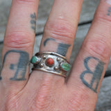 Vintage Sterling Turquoise and Coral Band 12